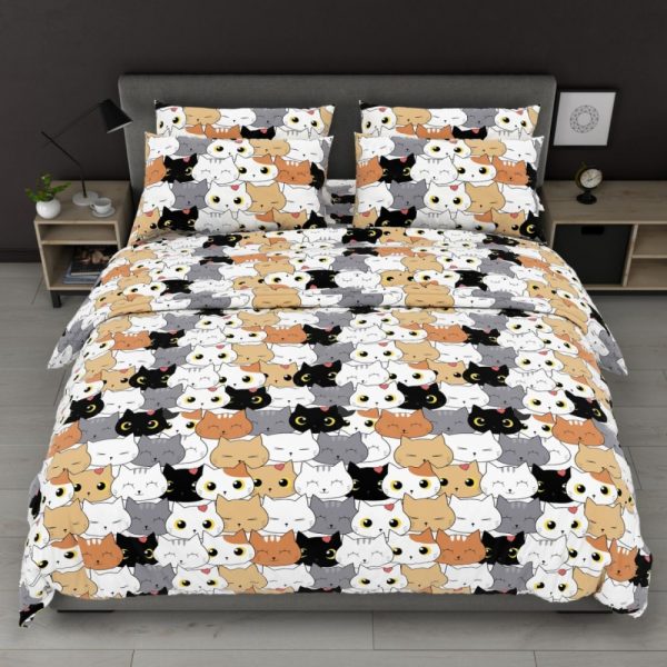 Котейки оранж. NEW, бязь